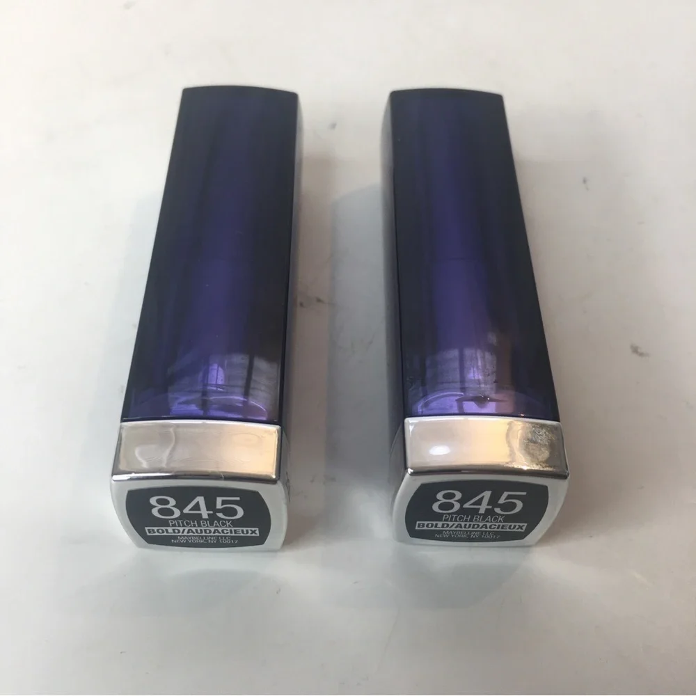 NEW 2 Maybelline Color Sensational 845 Pitch Black Matte Finish Lipstick